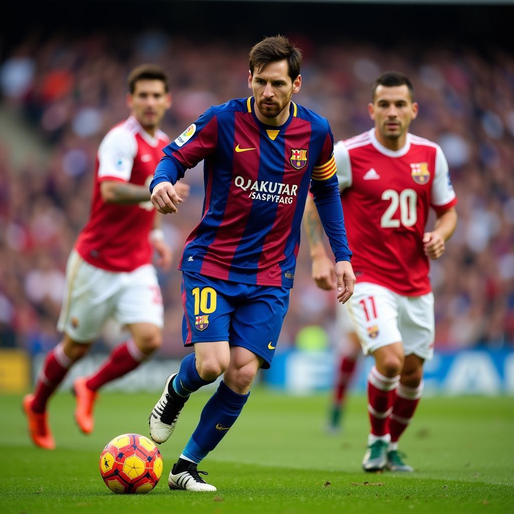 Lionel Messi Dribbling Past Defenders