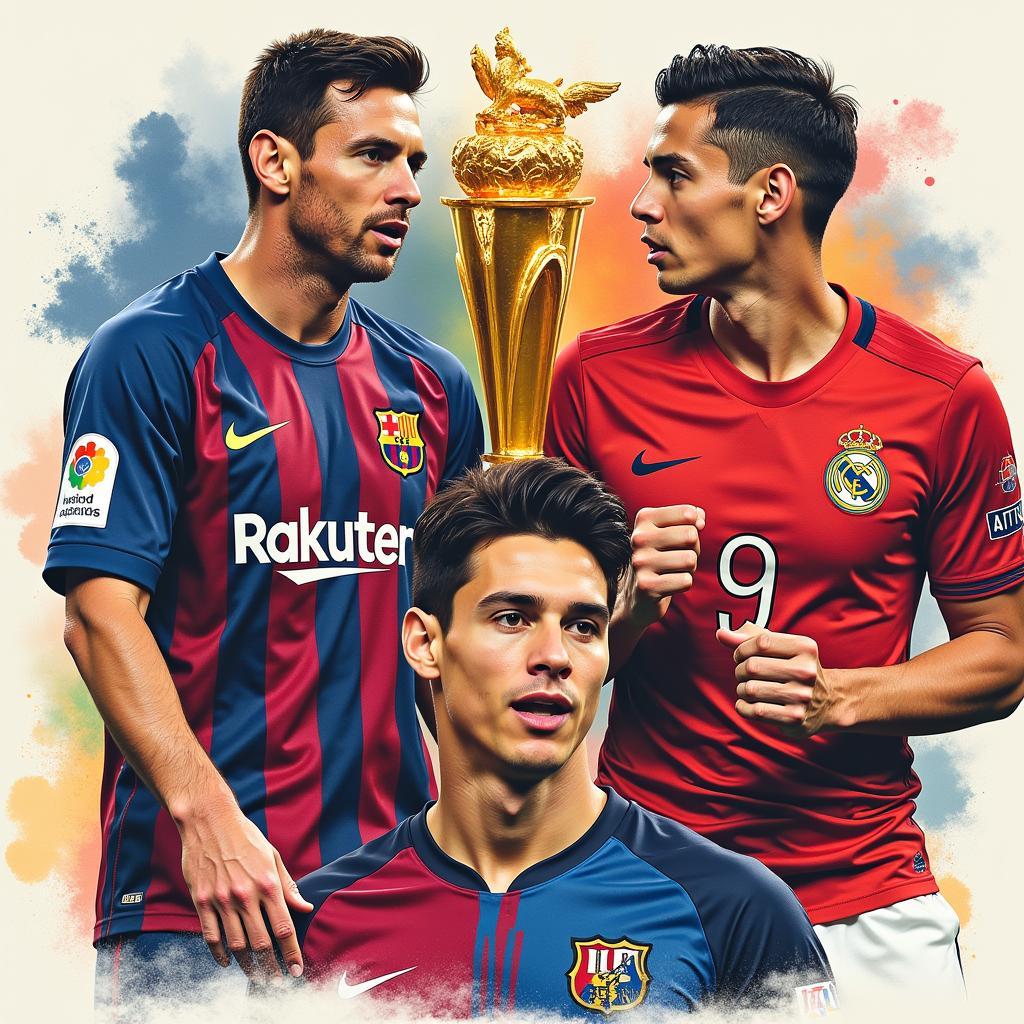 Messi, Ronaldo, Mbappé, and Haaland in a collage