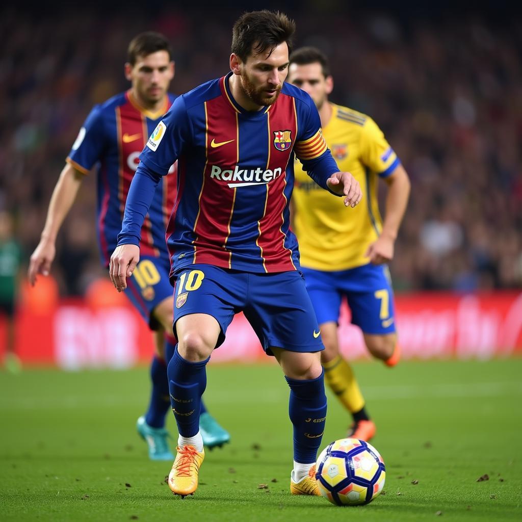 Lionel Messi executes a perfectly weighted pass