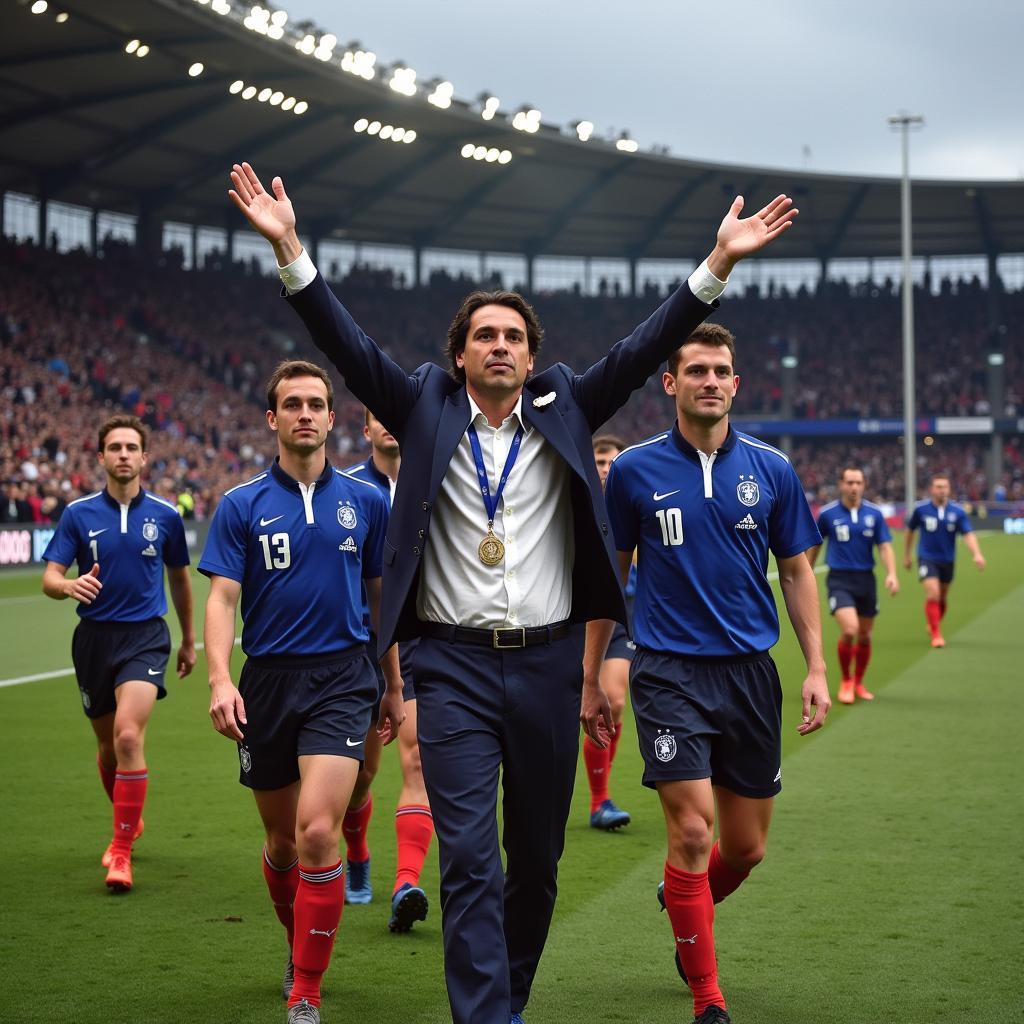 Michel Platini captaining the French national team