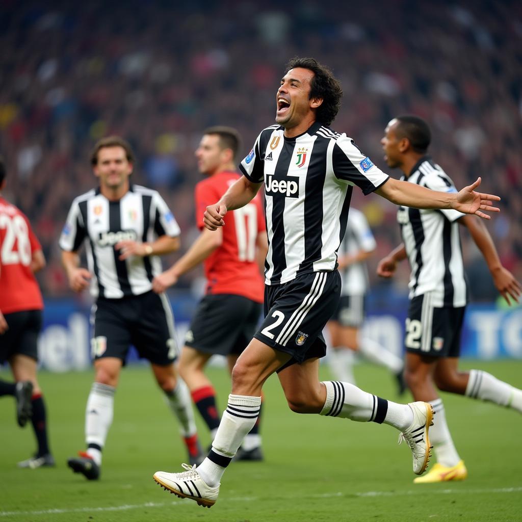 Michel Platini celebrating a goal for Juventus