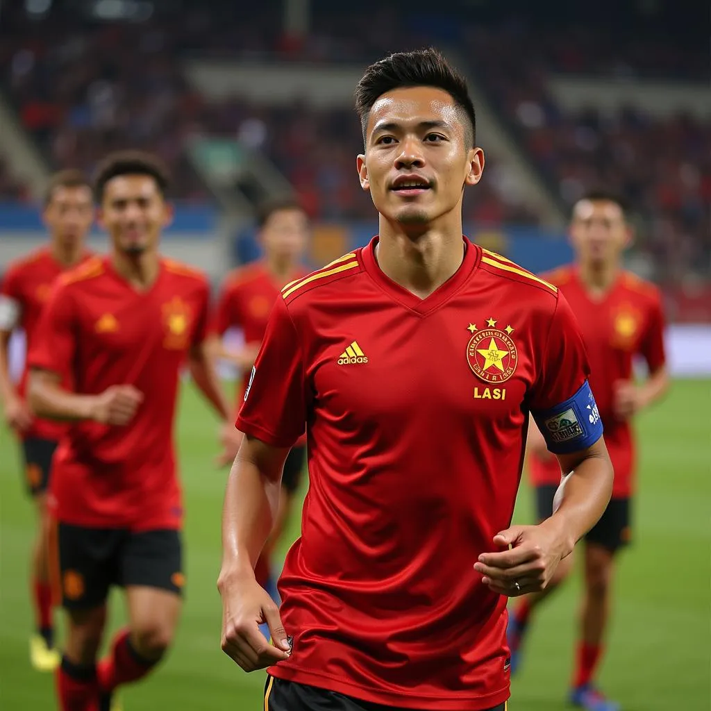 Minh Tung representing the Vietnamese national team