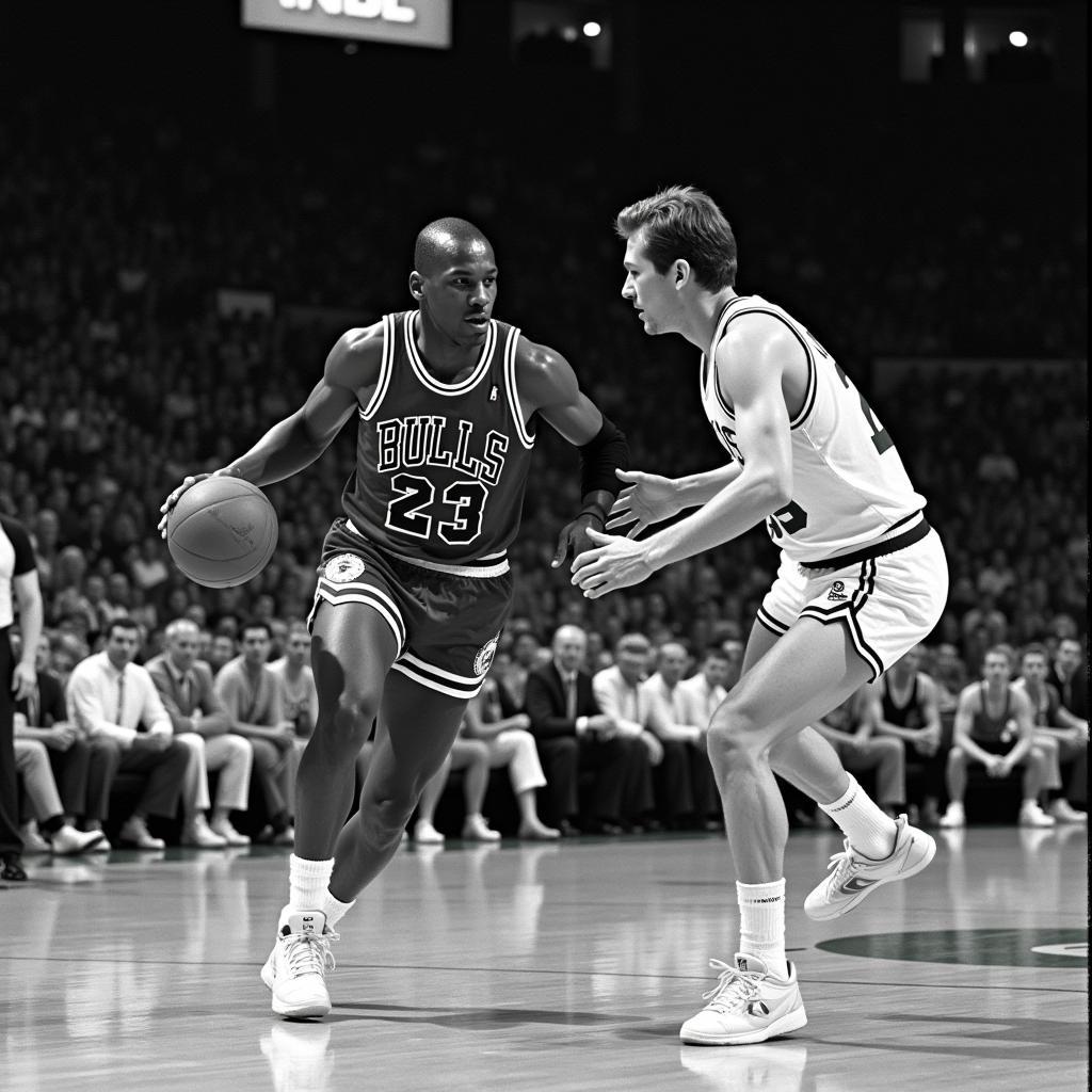 Michael Jordan and Larry Bird going head-to-head