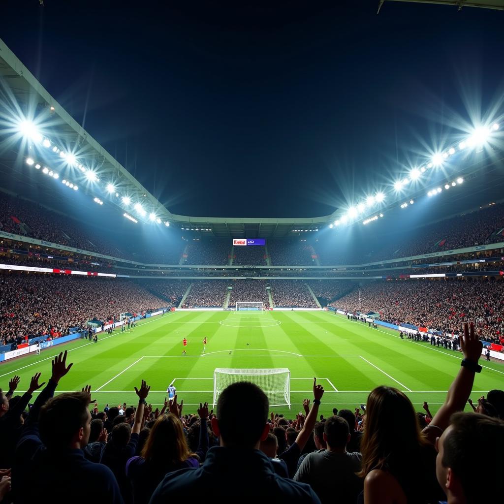 A Packed Football Stadium During a Game