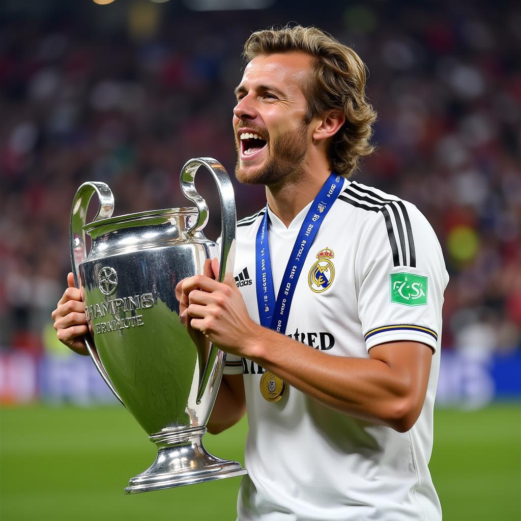 Modric with Champions League Trophy