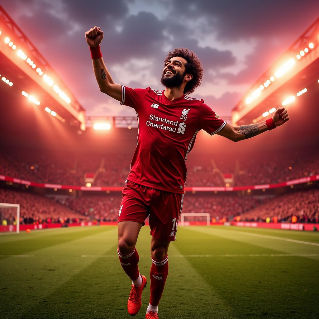 Mohamed Salah celebrating a goal for Liverpool