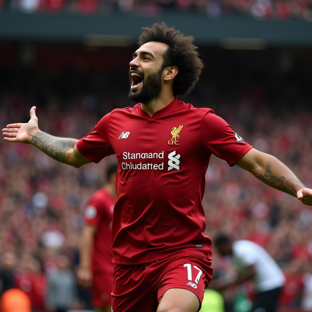 Mohamed Salah celebrating a goal