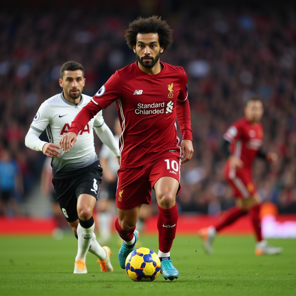 Mohamed Salah Dribbling Past Defenders