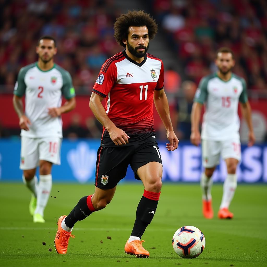 Mohamed Salah playing for the Egyptian national team