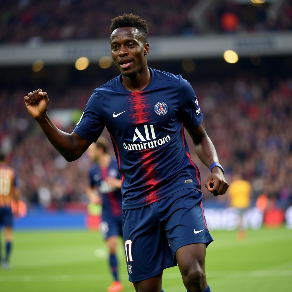 Moise Kean Celebrates a Goal for PSG