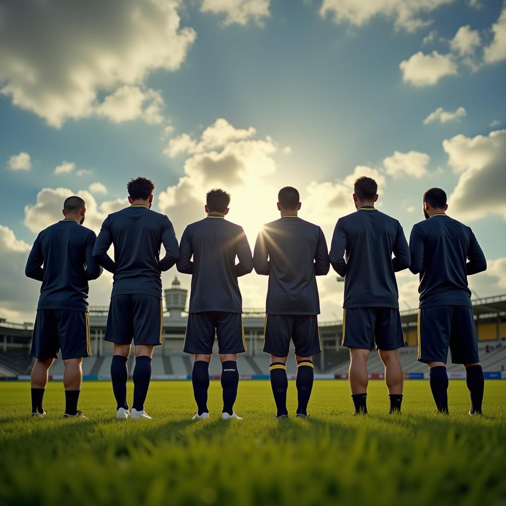 Muslim Footballers in Prayer