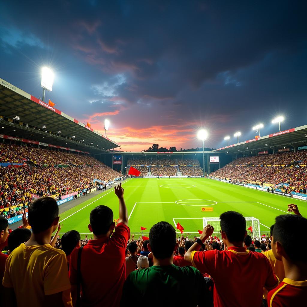 Football fans in Myanmar