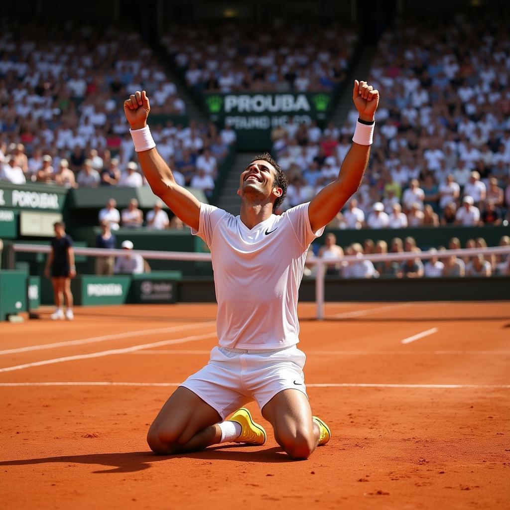 Nadal celebrating a French Open victory