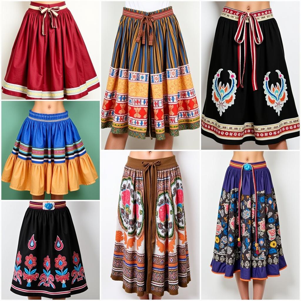 Variety of Native American Ribbon Skirt Designs