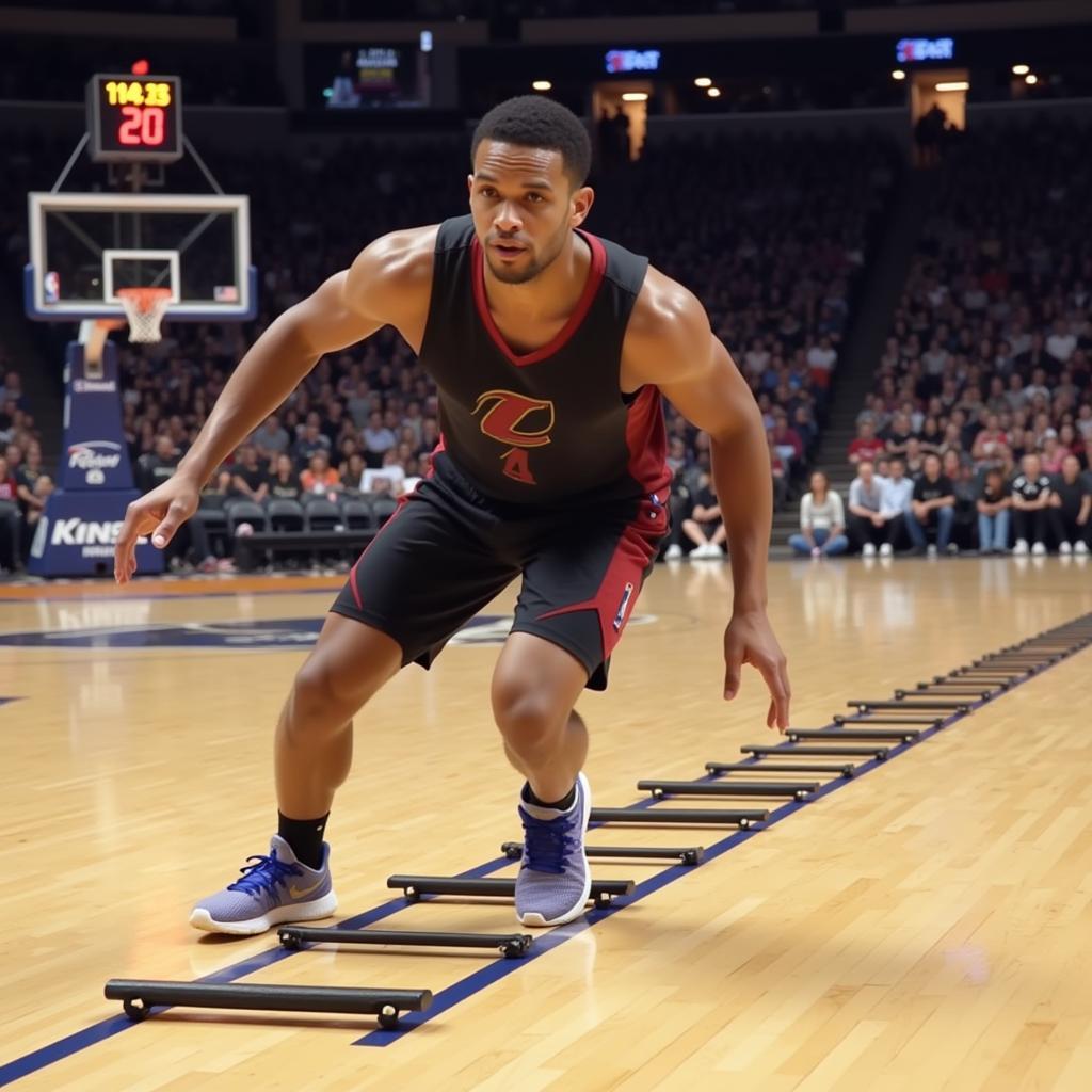 NBA player training with agility ladder