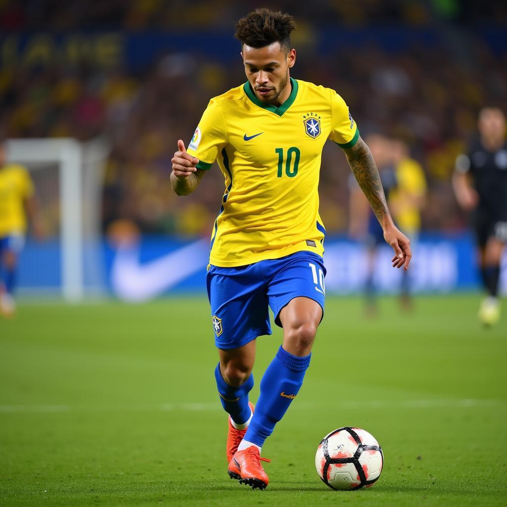 Neymar Jr. dribbles past a defender