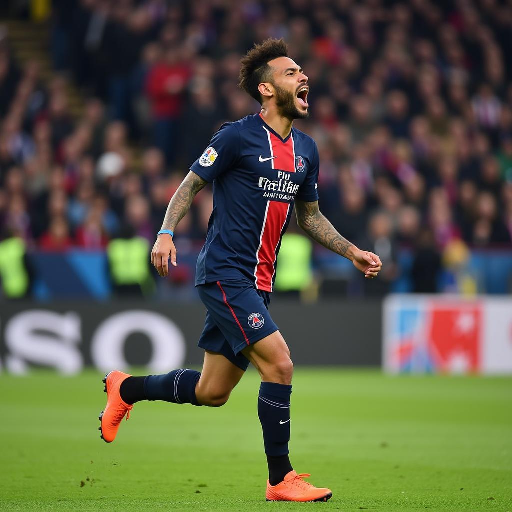 Neymar Jr. celebrating a goal for Paris Saint-Germain in 2017