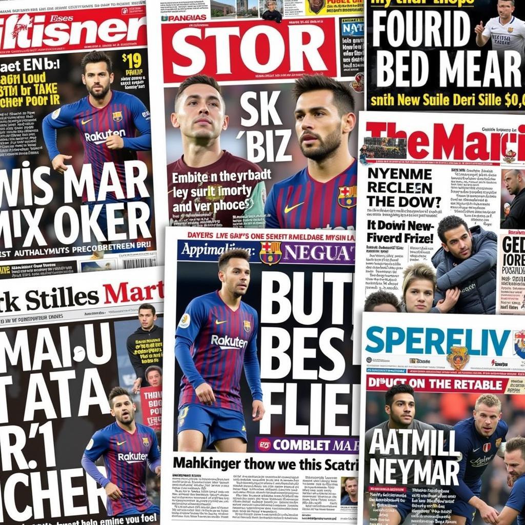 Newspapers with headlines about Neymar transfer rumors