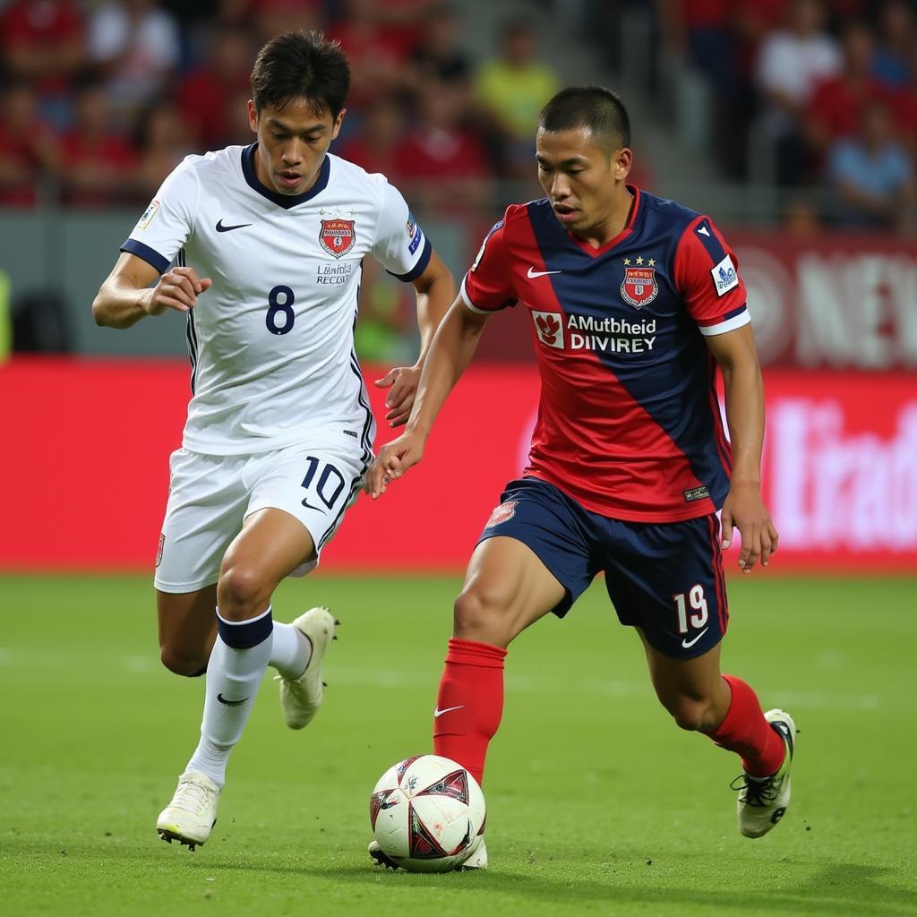 Ngo Tung Quoc dribbling past an opponent