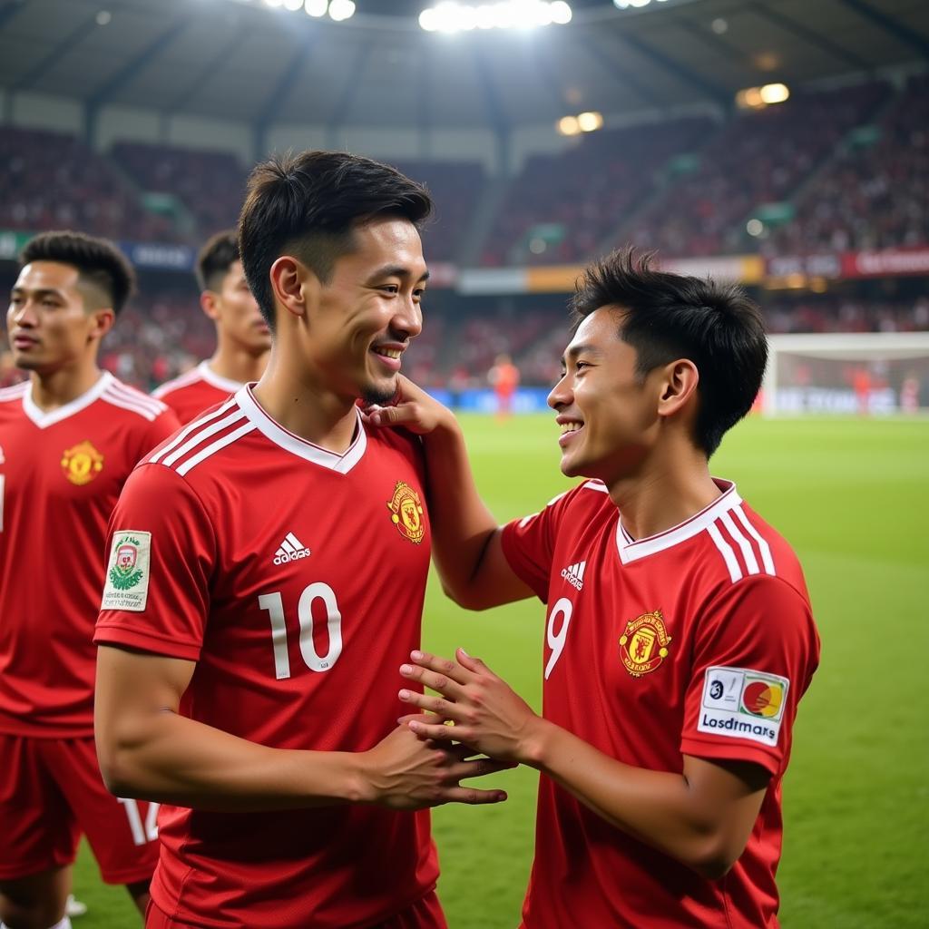 Nguyen Cao Cuong receiving the "Man of the Match" award after a stellar performance