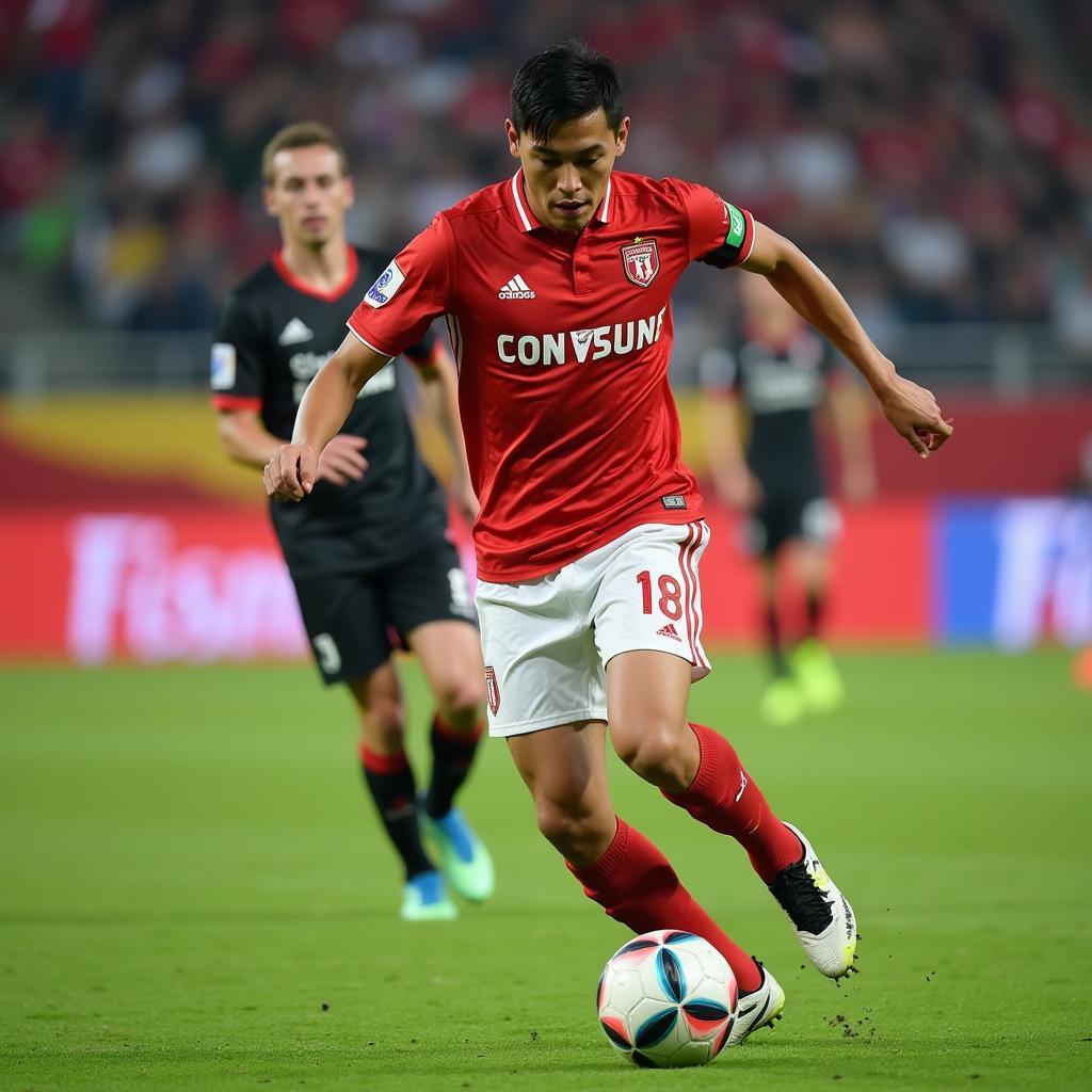 Nguyen Dai Dong in action as a midfielder for The Cong FC