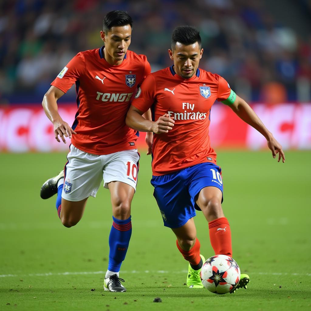 Nguyen Thanh Son dribbling past an opponent