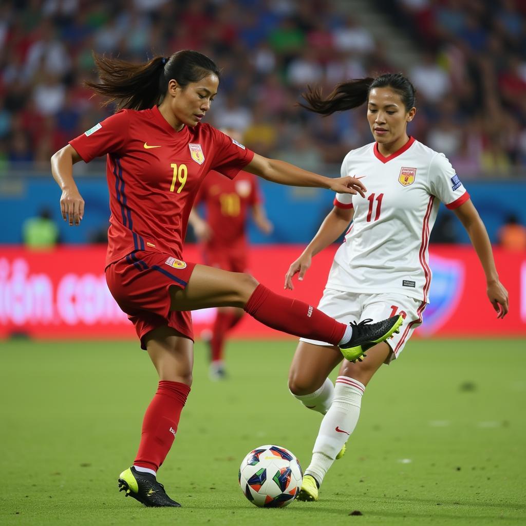 Nguyen Thi Tuyet Dung Scoring a Free Kick