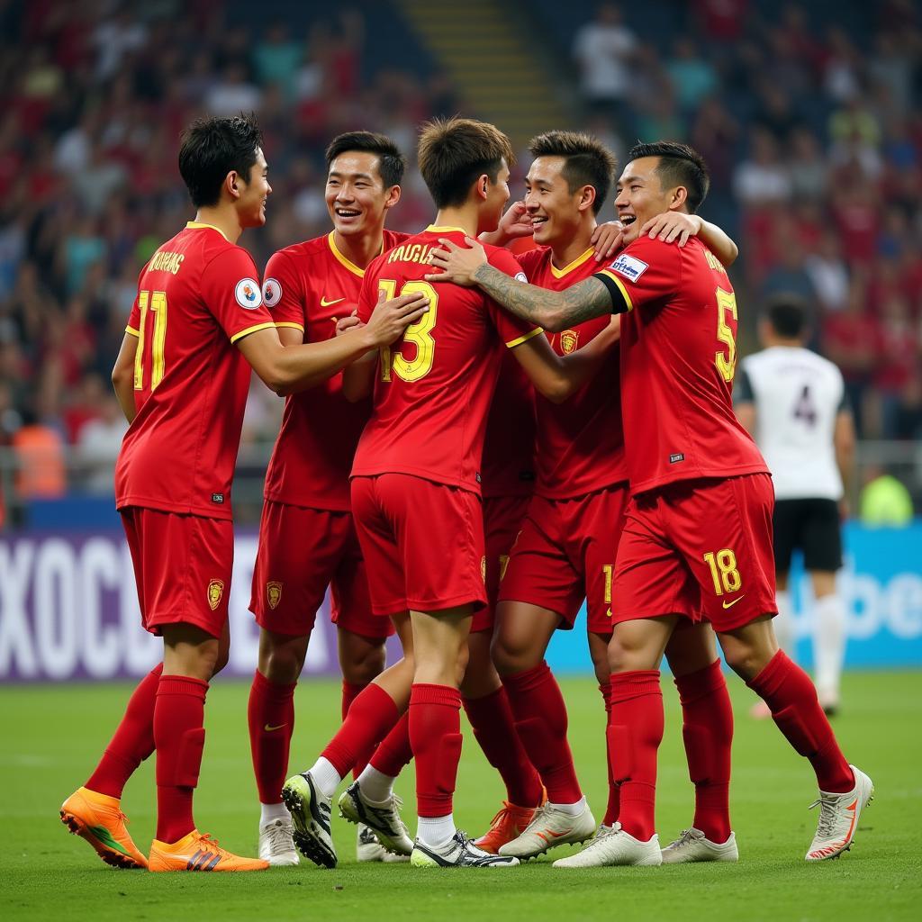 Nguyen Trong Hoang celebrating