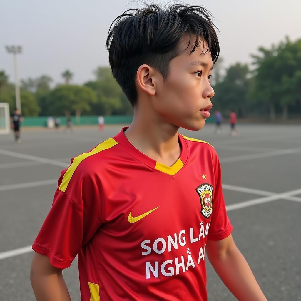 Nguyen Trong Hoang in his youth team uniform