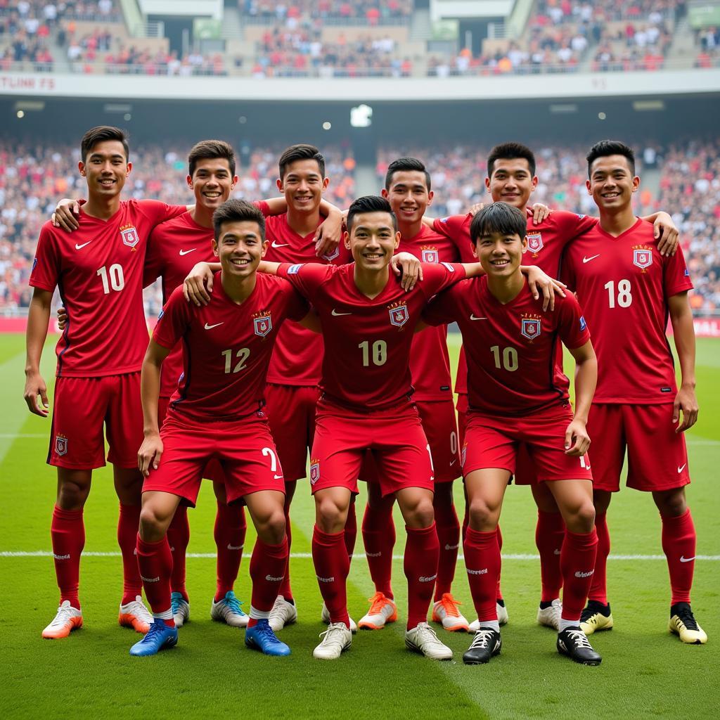 Nguyen Van Sy with his Teammates