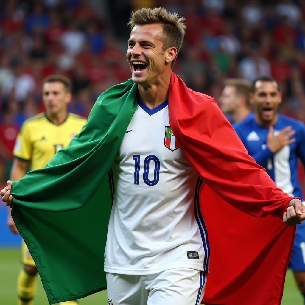 Nicolò Barella celebrating Italy's Euro 2020 victory