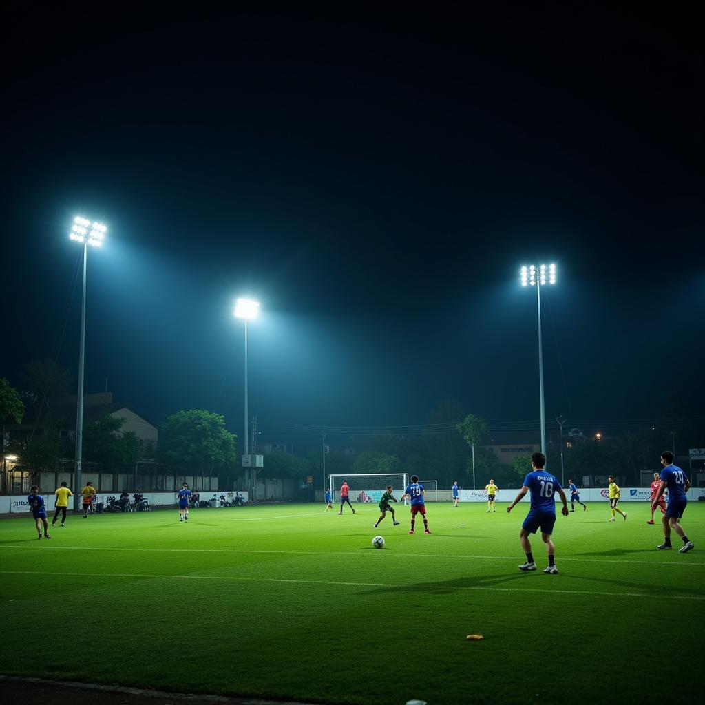 Night view of a futsal game in Thu Duc City