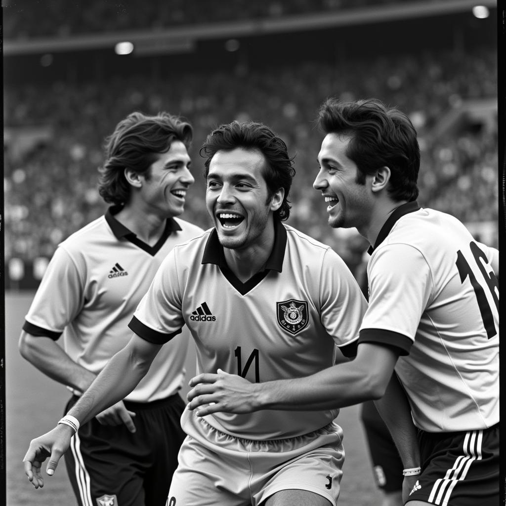 Norberto Méndez celebrating a goal for Uruguay