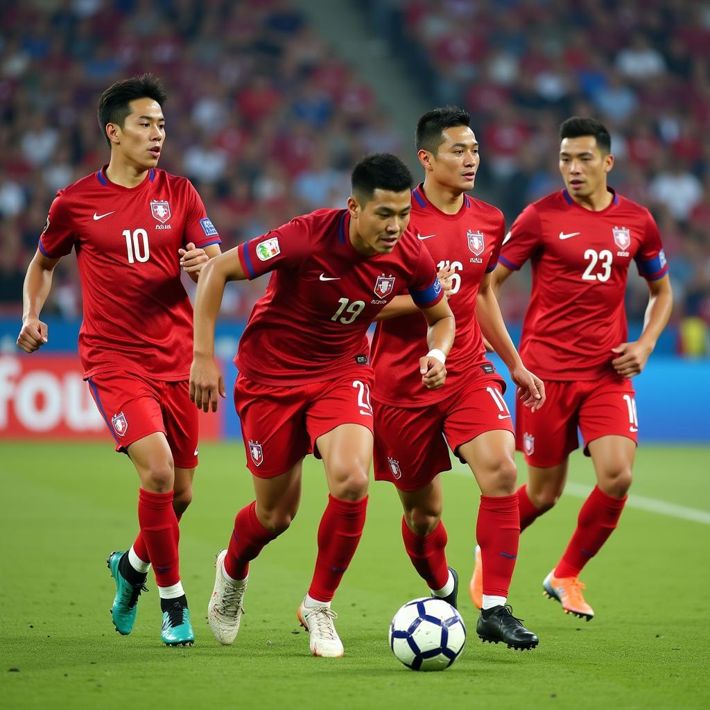 North Korean Football Team in Action