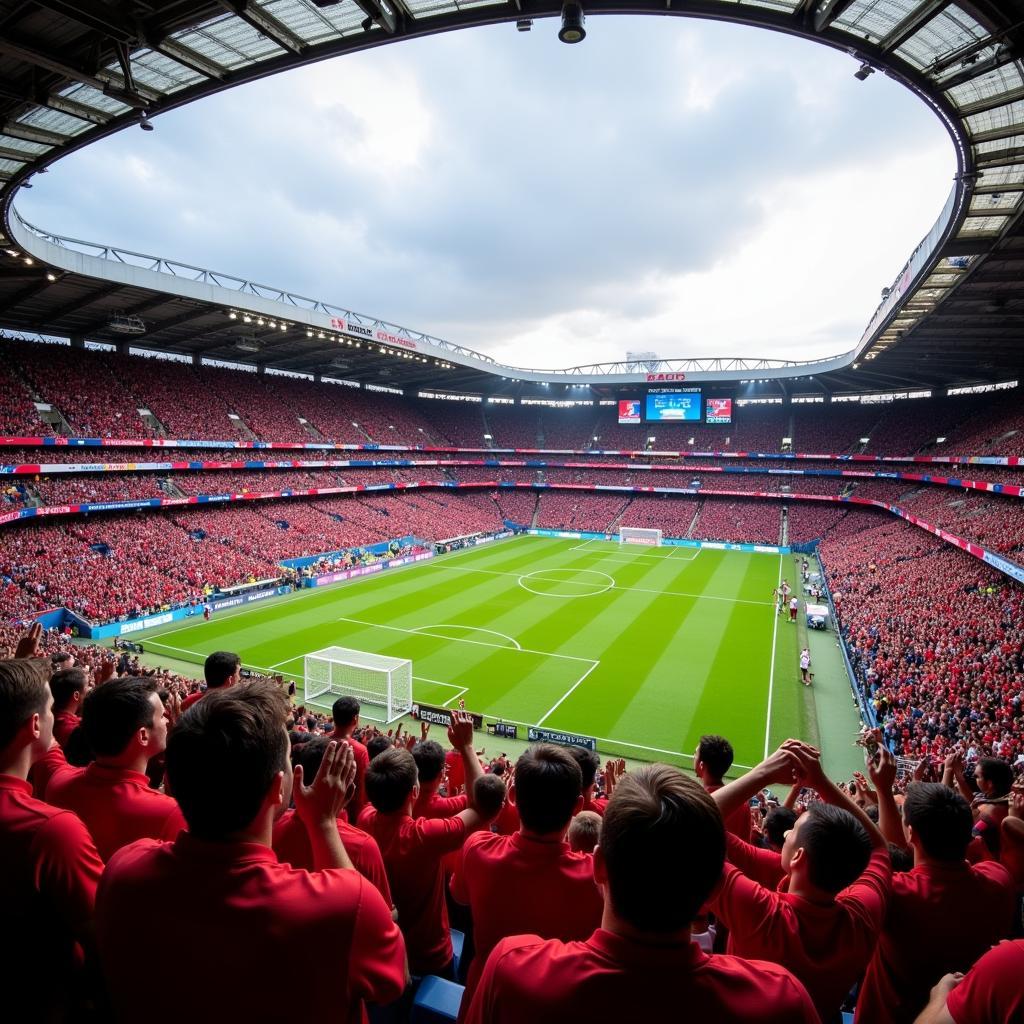 Norwegian fans cheering in the stands