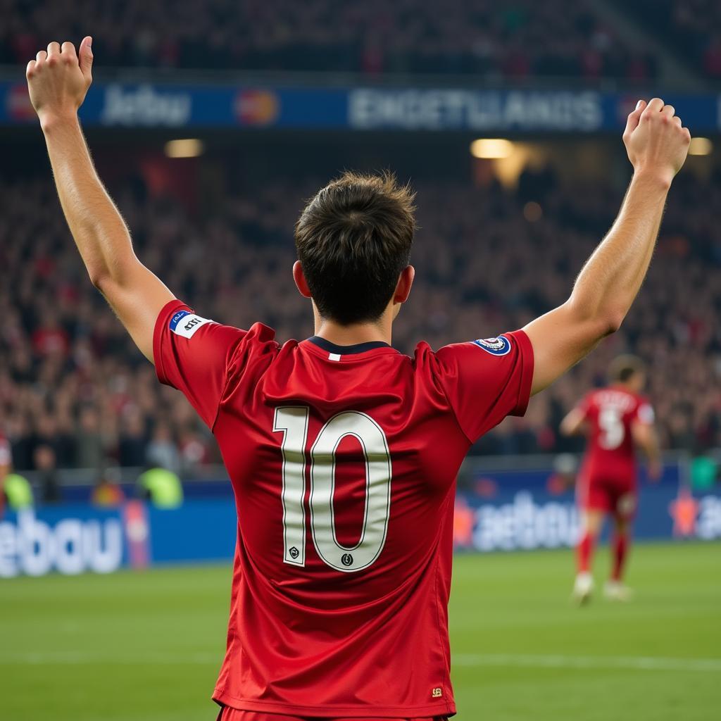 Footballer Celebrating a Goal in the Number 10 Shirt