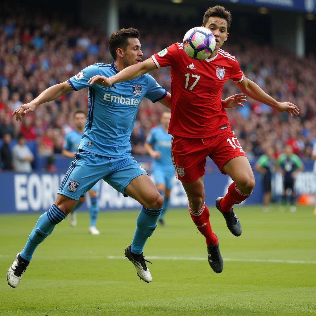 Darwin Nunez and Erling Haaland in an aerial duel