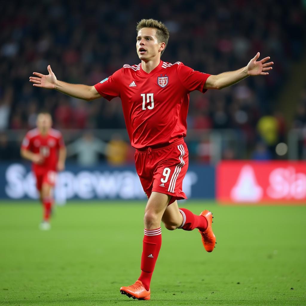 Oliver Bierhoff celebrating a goal for Salzburg