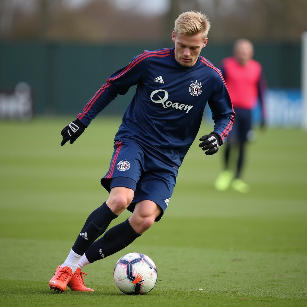 Erling Haaland training on the pitch