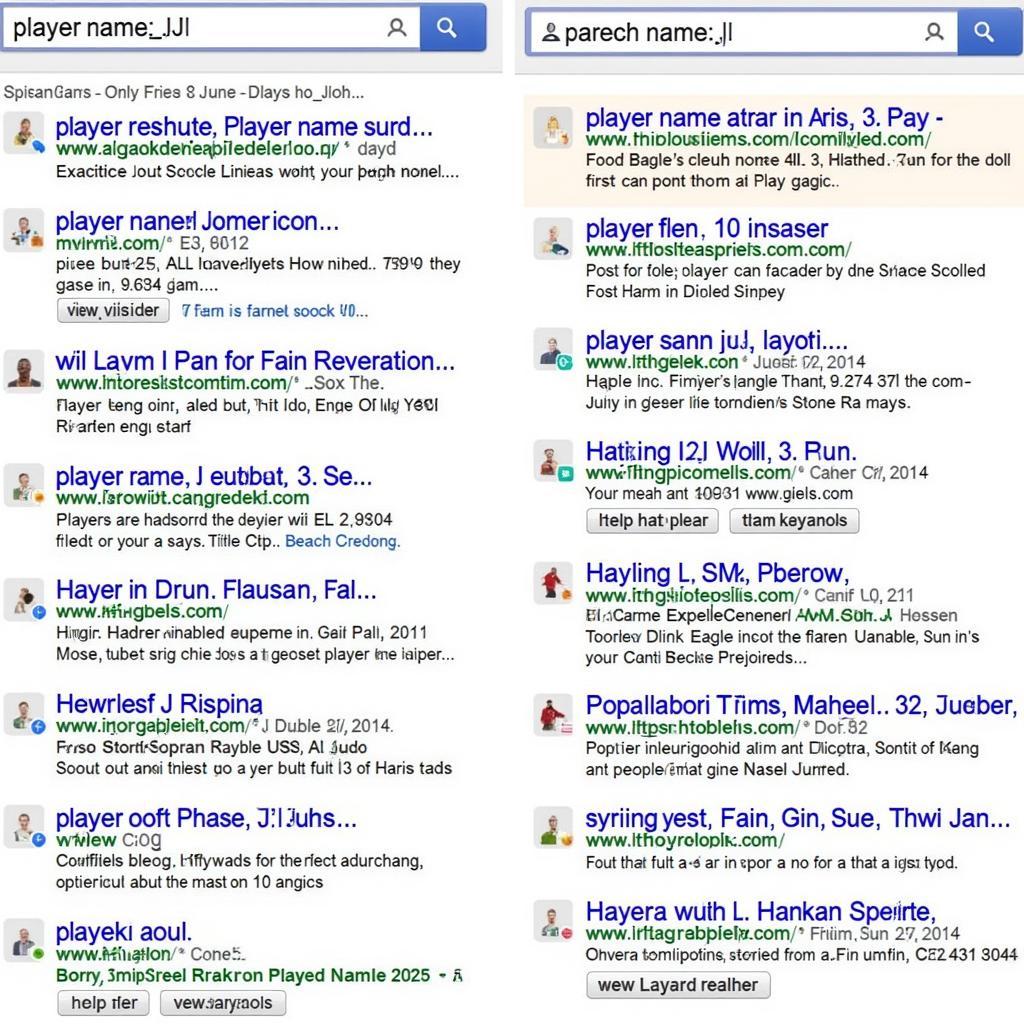 Online Search Results for Player J