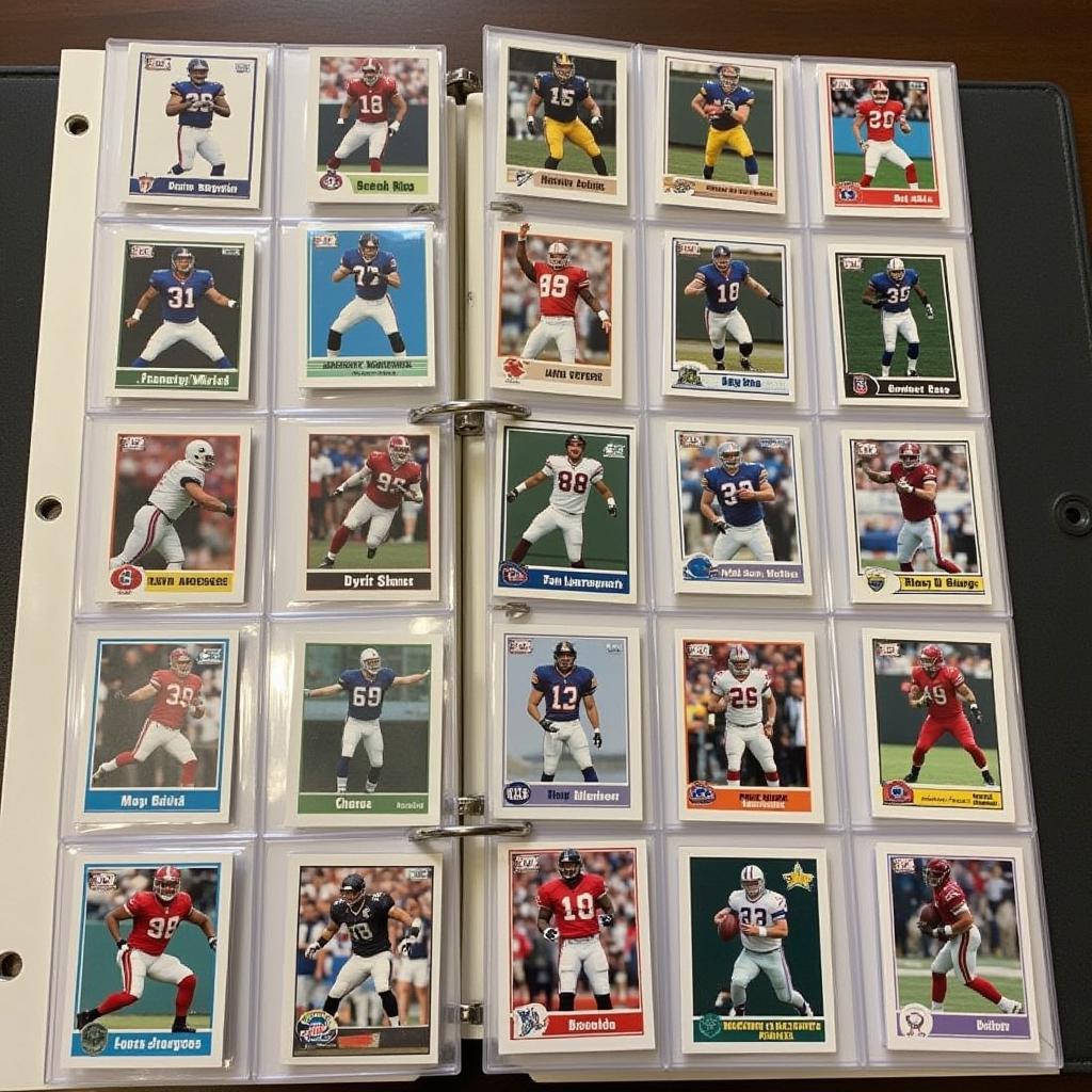 A well-organized football card collection