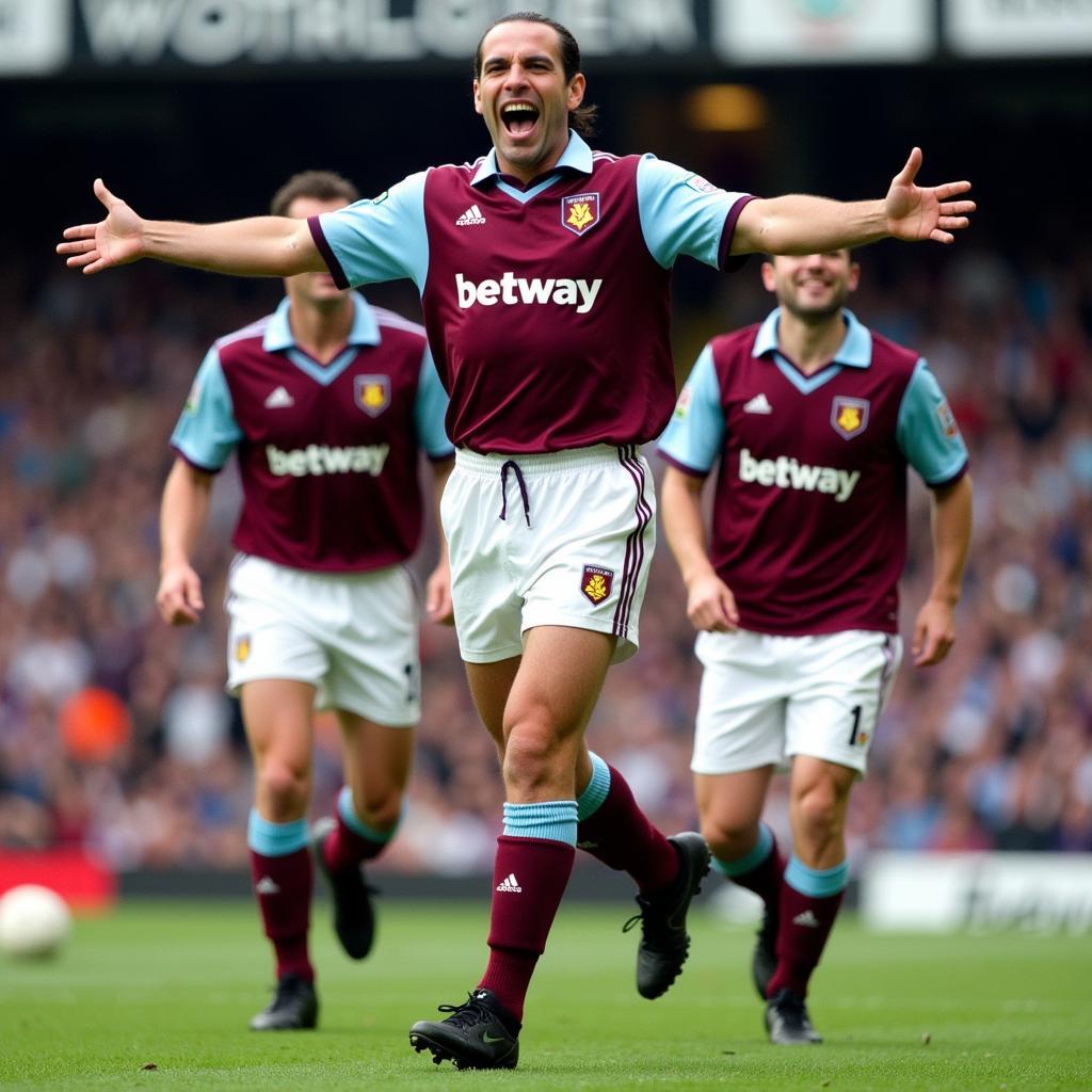 Paolo Di Canio celebrates a goal for West Ham