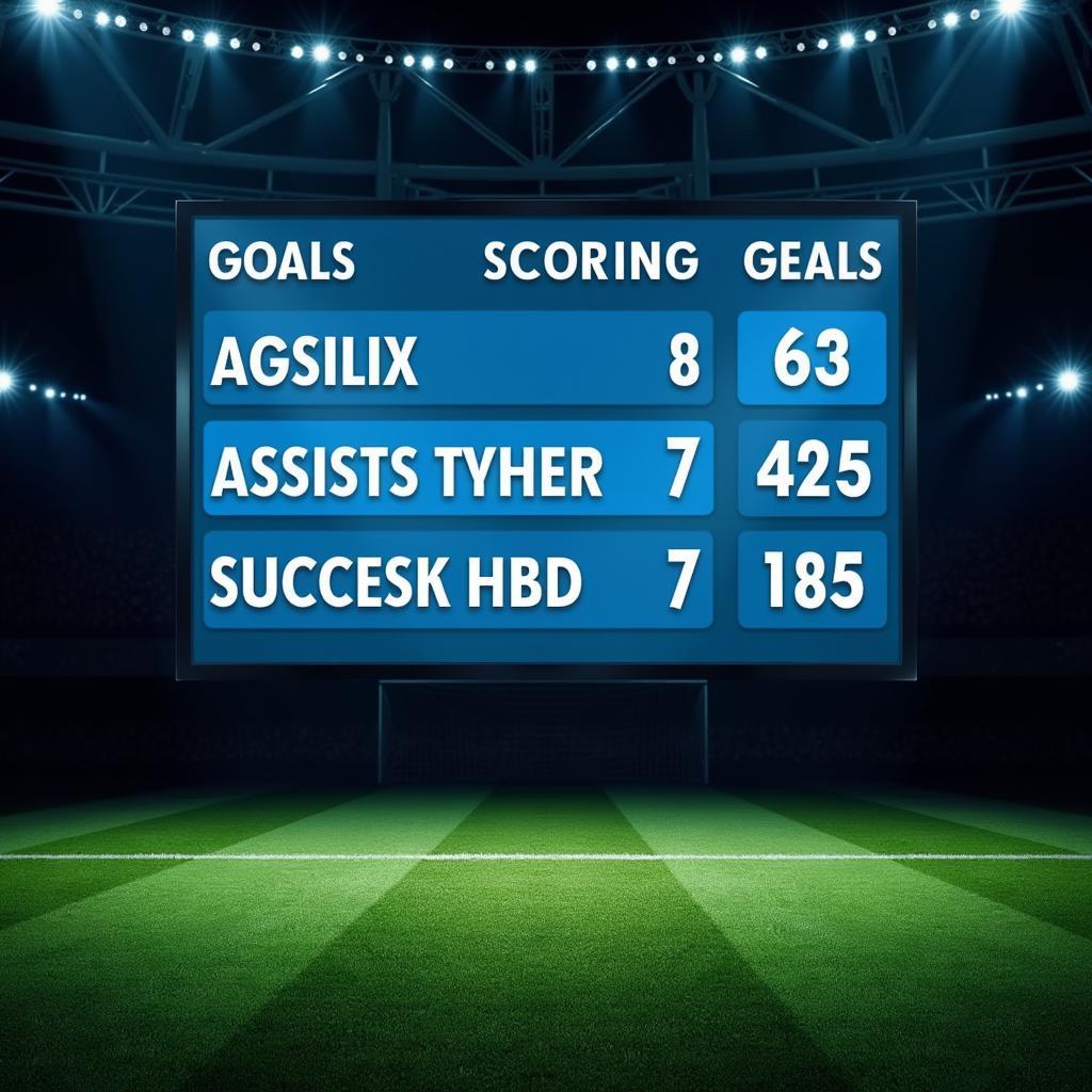 Player statistics on a digital screen