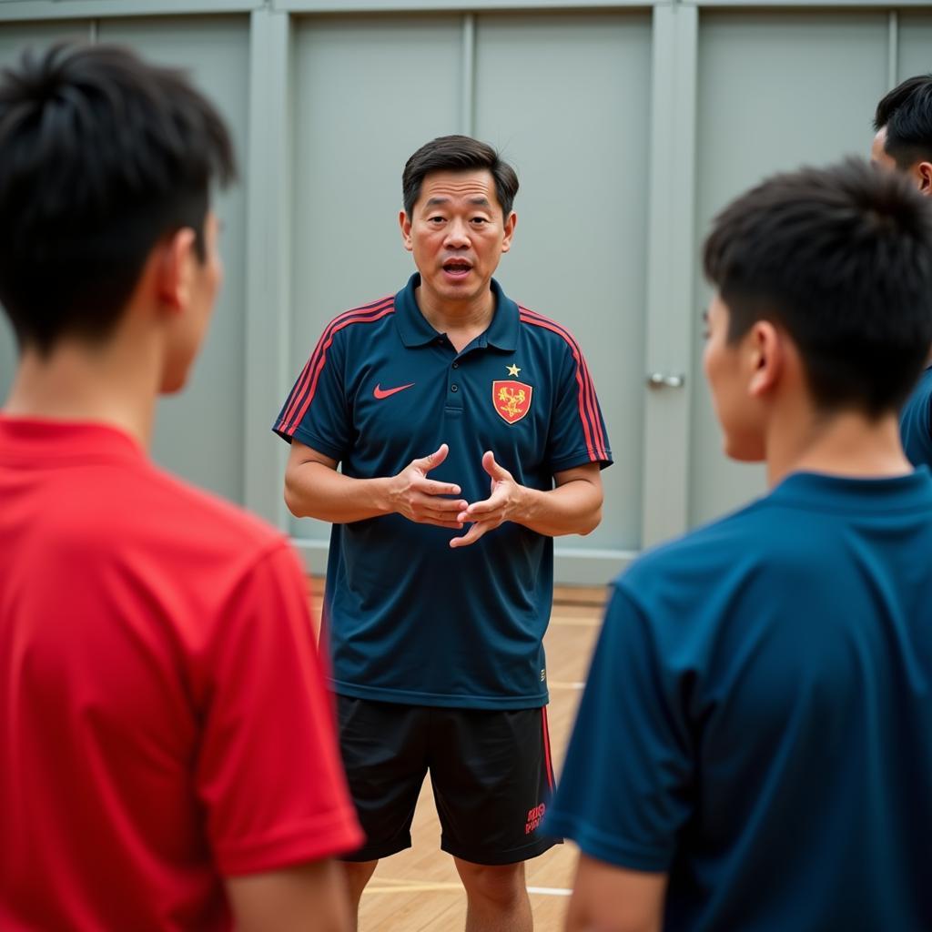 Park Hang-seo communicating with players