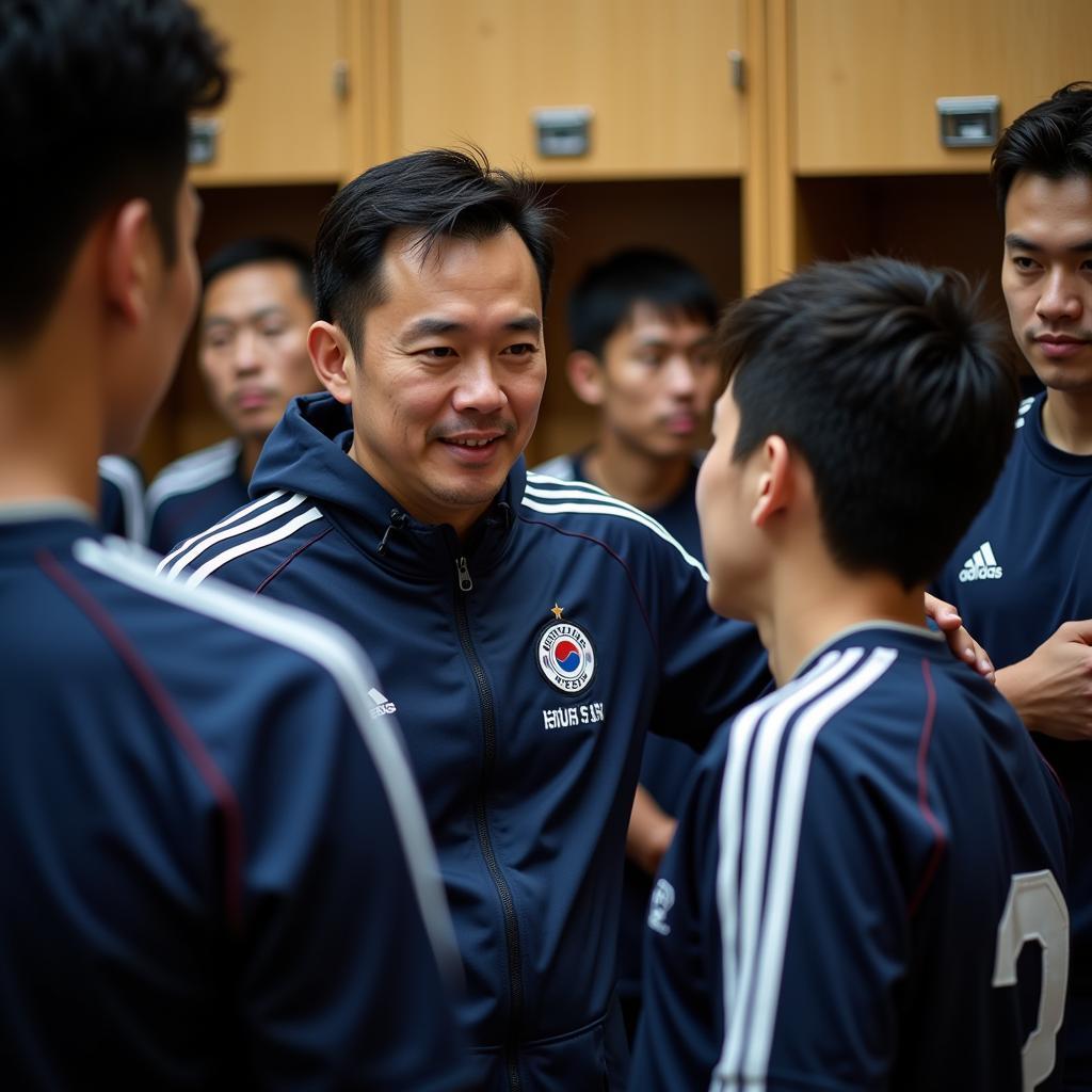 Park Hang-seo giving a team talk