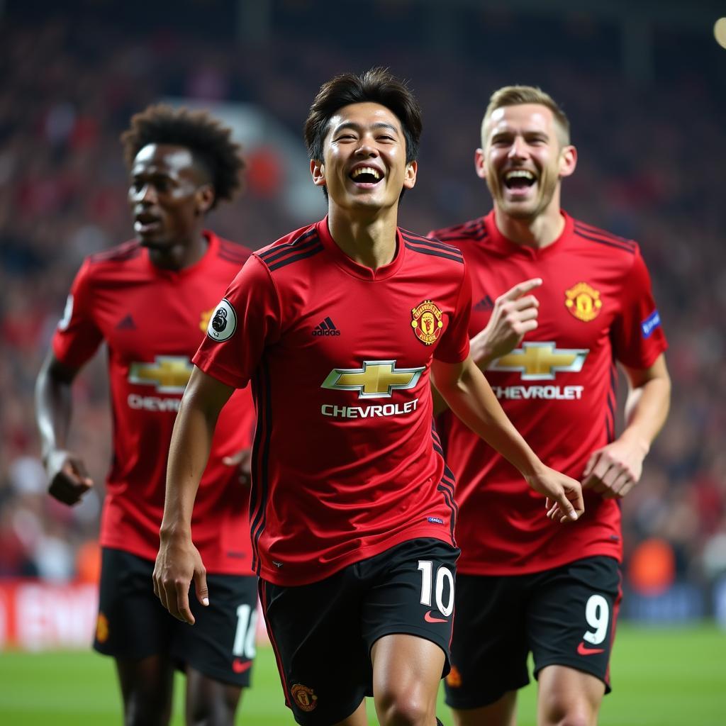 Park Ji-sung Celebrating with Manchester United