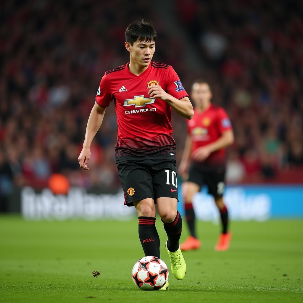 Park Ji-sung controls the midfield for Manchester United