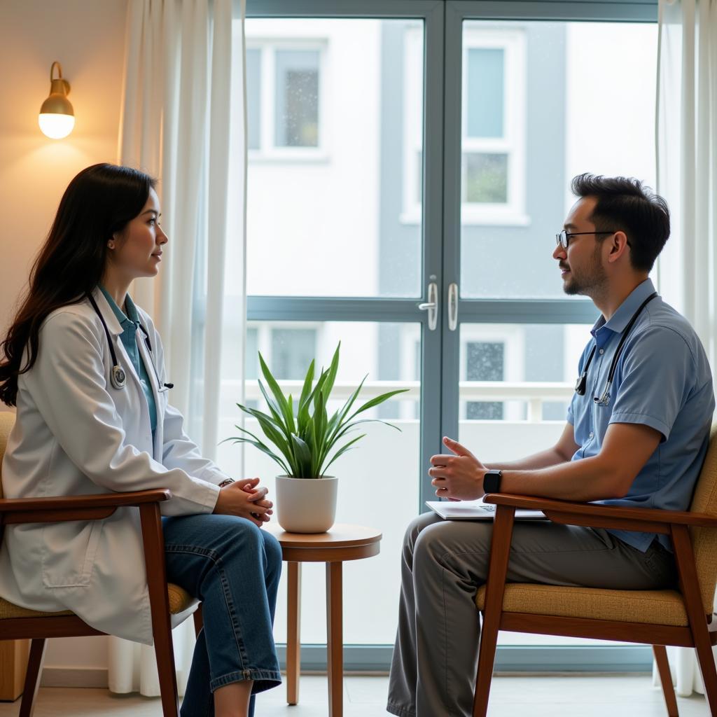 Patient receiving a consultation in a Thu Duc District clinic