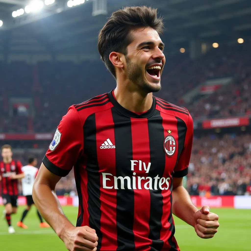 Patrick Cutrone celebrates a goal for AC Milan