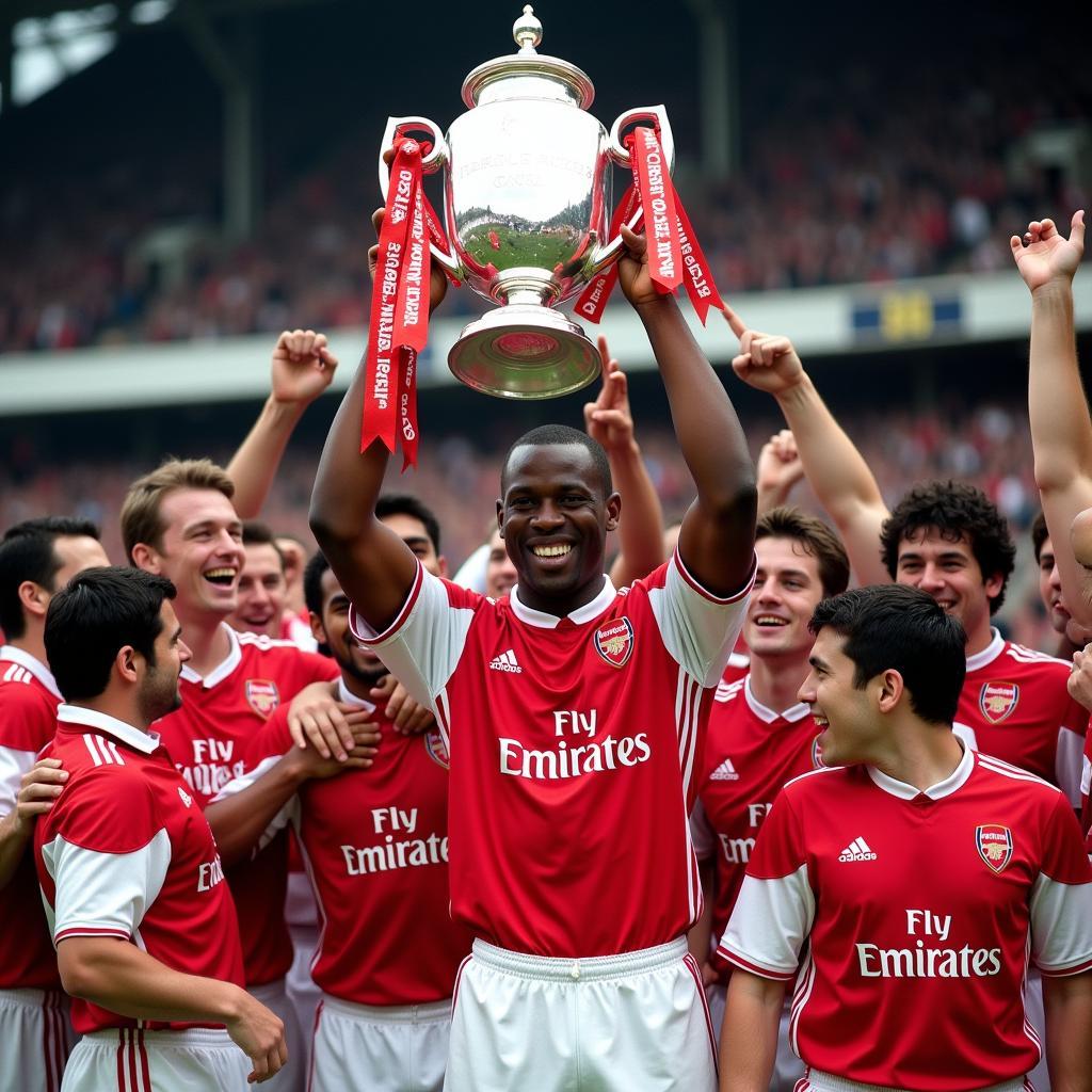 Patrick Vieira lifting the Premier League trophy as Arsenal captain